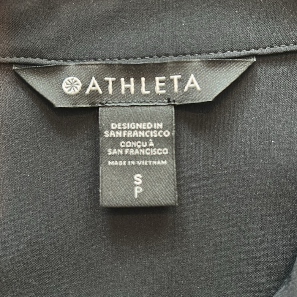 Athleta Urbanite Black Long-Sleeve Button Front Shirt Dress Midi Small - Picture 11 of 11